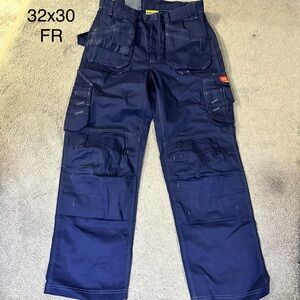 Navy Blue Men's Work Pants, Blaklader FR, 32x30 Loose Fit